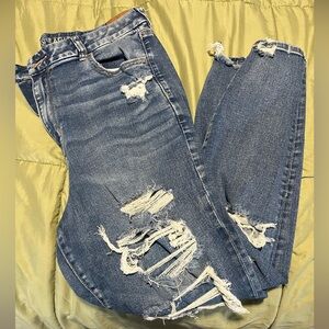 American Eagle Outfitters Ripped Blue Skinny Jeans